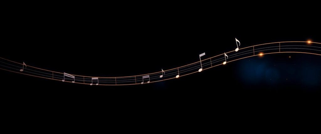 Glowing staff lines and musical notes representing the Compose module